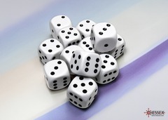 Opaque White/black 16mm d6 Dice Block (12 dice)